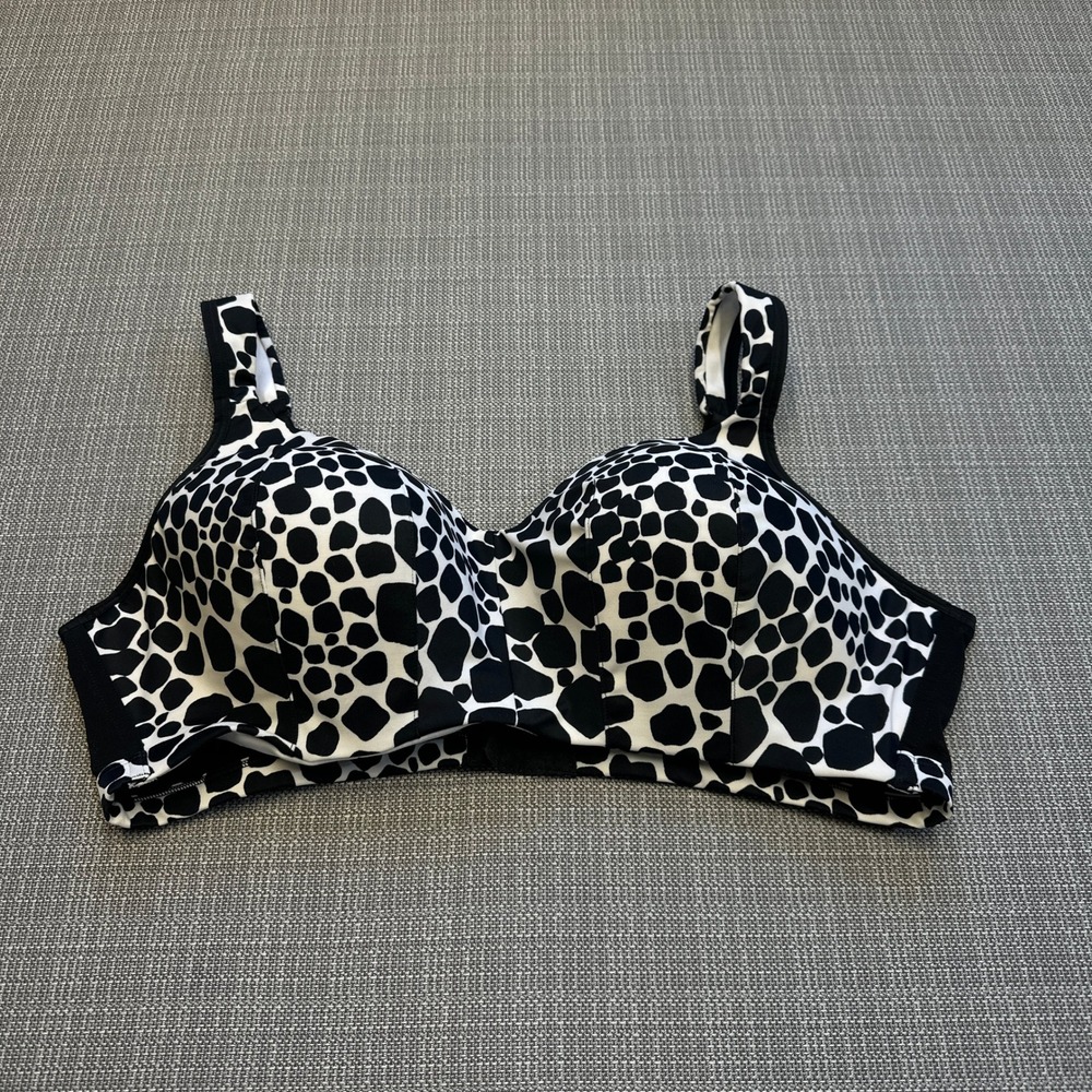 Cacique Intimates Full Coverage Bra 42C‎ Black White Leopard Print Wireless